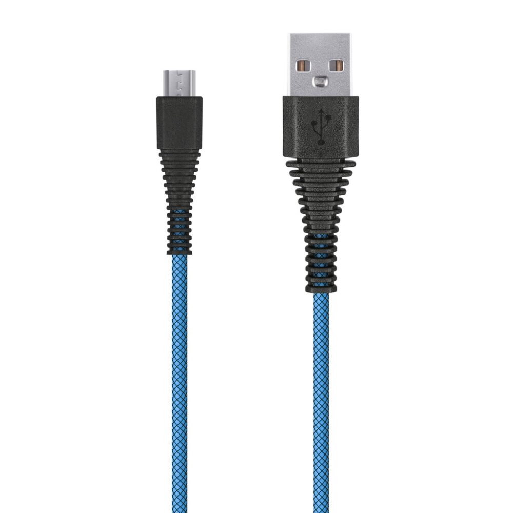 Кабель USB -Am/microB 5p 1.0м Smartbuy карбон, экстрапрочный, до 2А, синий (iK-10n-2)