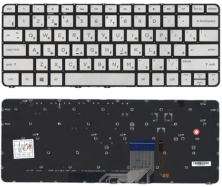 Клавиатура для ноутбука HP Spectre 13-3001ee, 13-3001tu, 13-3001xx серебряная, без рамки, с подсветк