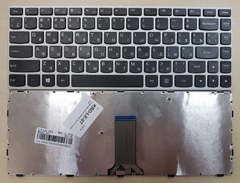 Клавиатура для ноутбука Lenovo IdeaPad Flex 2-14, G40-30, G40-70 черная, рамка серебряная