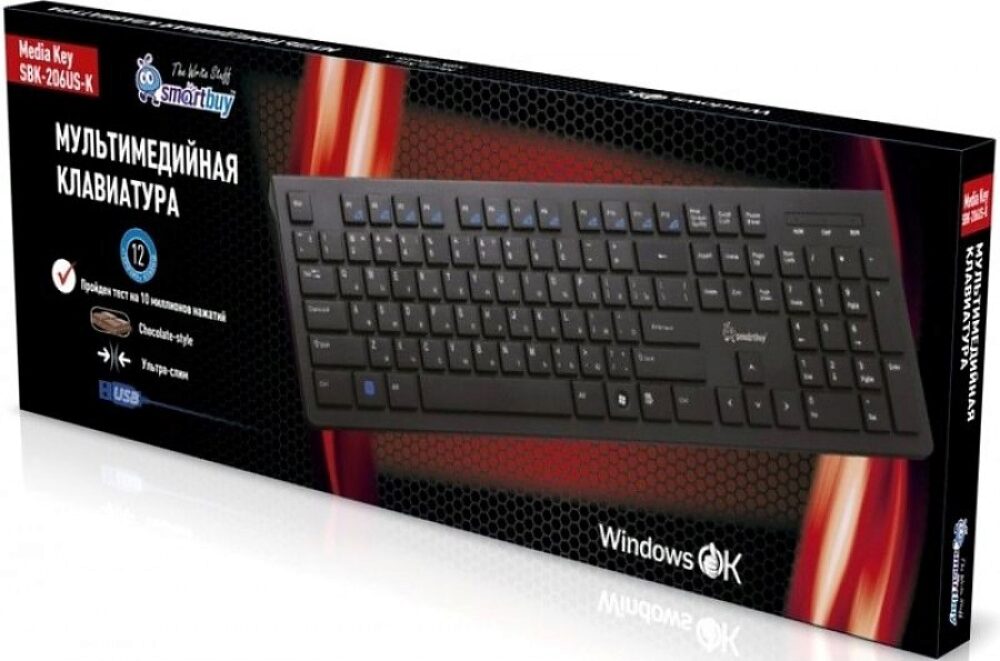 Клавиатура Smartbuy Slim 206 USB Black (SBK-206US-K)