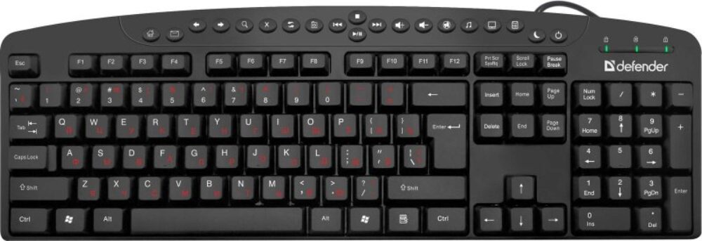 Клавиатура Defender HB-450 Atlas RU,черный,мультимедиа 124 кн