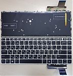 Клавиатура для ноутбука HP EliteBook Folio 9470M черная, рамка серебряная, с подсветкой