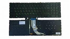 Клавиатура для ноутбука HP Pavilion 15-bs, 15-bw, 17-bs, 250 G6, 255 G6, 258 G6 черная, зеленые кноп