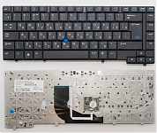 Клавиатура для ноутбука HP Compaq 6910, 6910p, NC6400 черная, с джойстиком, большой Enter