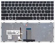 Клавиатура для ноутбука Lenovo IdeaPad Flex 2-14, G40-30, G40-70 черная, рамка серебряная, с подсвет