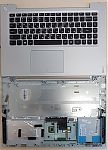 Клавиатура для ноутбука Lenovo IdeaPad S410, U430 черная, верхняя панель в сборе (серебряная)