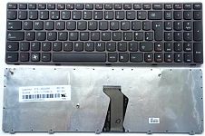Клавиатура для ноутбука Lenovo IdeaPad B570, B590, V570, Z570, Z575 черная, рамка серая