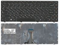 Клавиатура для ноутбука Lenovo IdeaPad Z380, Z480, Z485, G480 черная, рамка серая