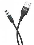 Кабель HOCO U76 USB (m)-Lightning (m) 1.2м 2.0A ткань магнит черный