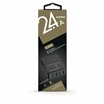 Адаптер питания SmartBuy® FLASH, 3x1 А + 1x2.4 А, черное, 4 USB, шнур питания 1 м (SBP-4030)