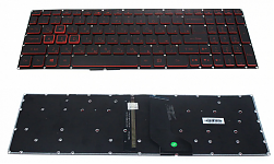 Клавиатура для ноутбука Acer Nitro AN515-51, AN515-52, AN515-53 черная, красные кнопки, с подсветкой
