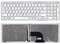 Клавиатура для ноутбука Sony Vaio SVE1511 белая, с рамкой, с подсветкой