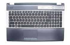Клавиатура для ноутбука Samsung RF510, RF511 черная, верхняя панель в сборе (серая)