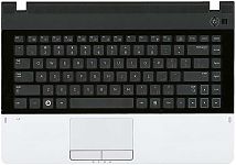 Клавиатура для ноутбука Samsung NP300E4A черная, верхняя панель в сборе