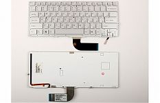 Клавиатура для ноутбука Sony Vaio VPC-SB, VPC-SD серебряная, без рамки, с подсветкой