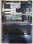 Клавиатура для ноутбука Samsung NP530U4E, 540U4E черная, верхняя панель в сборе (синяя)