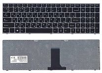 Клавиатура для ноутбука Lenovo IdeaPad B5400, M5400 черная, рамка серебряная