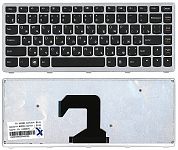 Клавиатура для ноутбука Lenovo IdeaPad U410 черная, рамка серебряная