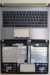 Клавиатура для ноутбука Asus U32V, U32VJ, U32VM черная, верхняя панель в сборе (серебряная)